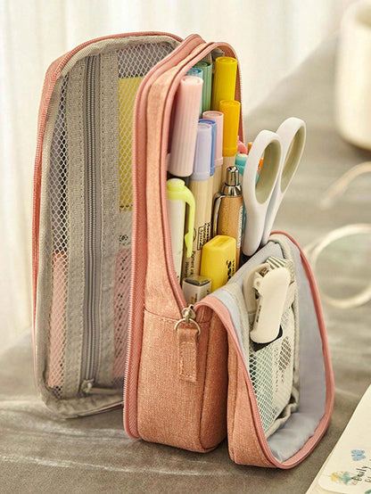 Astuccio per matite carino e rosa, grande capacità, stile giapponese e coreano, adatto a studenti maschi e femmine, astuccio multifunzione, semplice, per matite, cosmetici, lavaggio, scuola