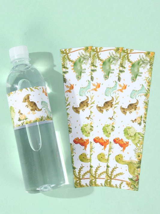10 pezzi Adesivi a tema dinosauro per bottiglie, Adesivi per confezione regalo per feste di compleanno o feste a tema dinosauro, Decorazioni per feste, Bomboniere, Etichette per confezioni regalo di compleanno