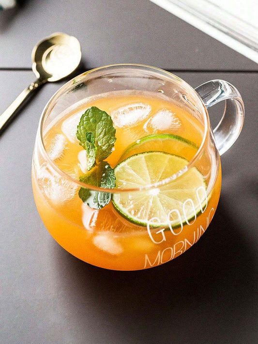 1 pezzo Tazza in vetro resistente al calore da 450ml/15,21oz con manico, tazza d'acqua, tazza del buongiorno, tazza da caffè, tazza in vetro resistente al calore con manico
