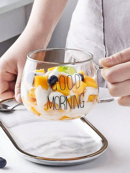 1 pezzo Tazza in vetro resistente al calore da 450ml/15,21oz con manico, tazza d'acqua, tazza del buongiorno, tazza da caffè, tazza in vetro resistente al calore con manico