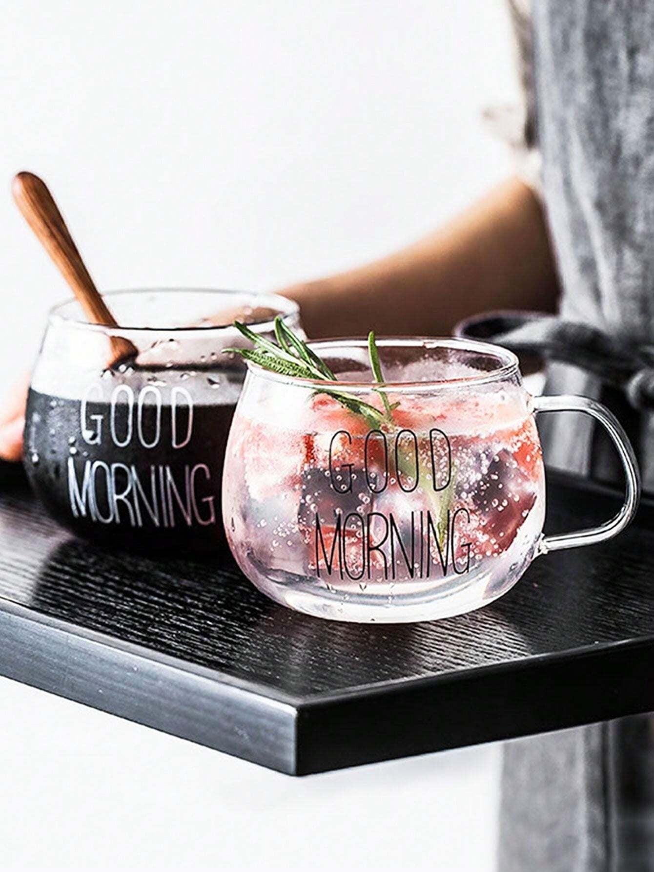 1 pezzo Tazza in vetro resistente al calore da 450ml/15,21oz con manico, tazza d'acqua, tazza del buongiorno, tazza da caffè, tazza in vetro resistente al calore con manico