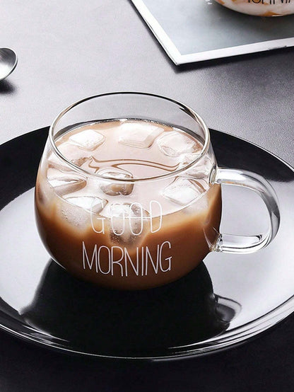 1 pezzo Tazza in vetro resistente al calore da 450ml/15,21oz con manico, tazza d'acqua, tazza del buongiorno, tazza da caffè, tazza in vetro resistente al calore con manico