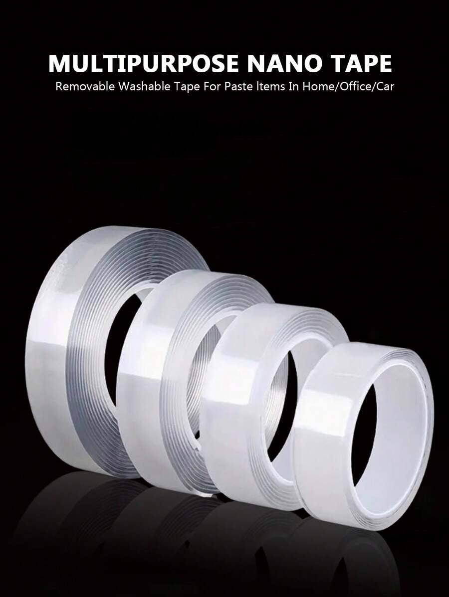 Rotolo di nastro biadesivo trasparente nano - impermeabile, riutilizzabile, senza tracce e con forte adesivo per auto, bagno, cucina, ufficio, decorazioni di palloncini per feste domestiche, resistente al calore
