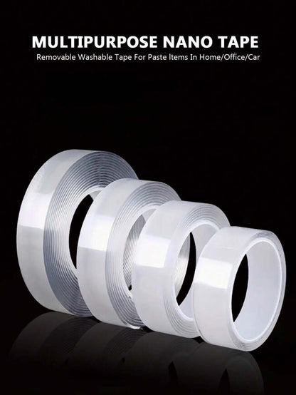 Rotolo di nastro biadesivo trasparente nano - impermeabile, riutilizzabile, senza tracce e con forte adesivo per auto, bagno, cucina, ufficio, decorazioni di palloncini per feste domestiche, resistente al calore