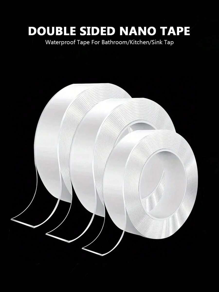 Rotolo di nastro biadesivo trasparente nano - impermeabile, riutilizzabile, senza tracce e con forte adesivo per auto, bagno, cucina, ufficio, decorazioni di palloncini per feste domestiche, resistente al calore
