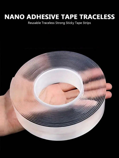 Rotolo di nastro biadesivo trasparente nano - impermeabile, riutilizzabile, senza tracce e con forte adesivo per auto, bagno, cucina, ufficio, decorazioni di palloncini per feste domestiche, resistente al calore