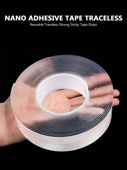 Rotolo di nastro biadesivo trasparente nano - impermeabile, riutilizzabile, senza tracce e con forte adesivo per auto, bagno, cucina, ufficio, decorazioni di palloncini per feste domestiche, resistente al calore