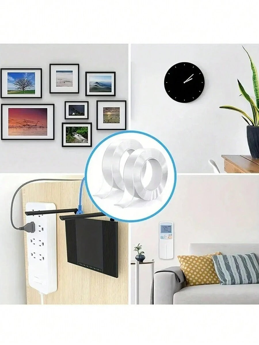 Rotolo di nastro biadesivo trasparente nano - impermeabile, riutilizzabile, senza tracce e con forte adesivo per auto, bagno, cucina, ufficio, decorazioni di palloncini per feste domestiche, resistente al calore