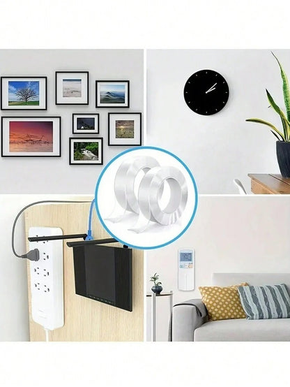 Rotolo di nastro biadesivo trasparente nano - impermeabile, riutilizzabile, senza tracce e con forte adesivo per auto, bagno, cucina, ufficio, decorazioni di palloncini per feste domestiche, resistente al calore