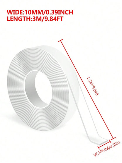 Rotolo di nastro biadesivo trasparente nano - impermeabile, riutilizzabile, senza tracce e con forte adesivo per auto, bagno, cucina, ufficio, decorazioni di palloncini per feste domestiche, resistente al calore
