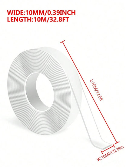 Rotolo di nastro biadesivo trasparente nano - impermeabile, riutilizzabile, senza tracce e con forte adesivo per auto, bagno, cucina, ufficio, decorazioni di palloncini per feste domestiche, resistente al calore