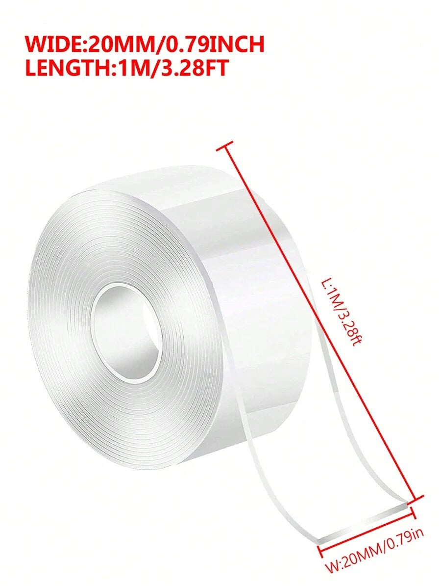 Rotolo di nastro biadesivo trasparente nano - impermeabile, riutilizzabile, senza tracce e con forte adesivo per auto, bagno, cucina, ufficio, decorazioni di palloncini per feste domestiche, resistente al calore
