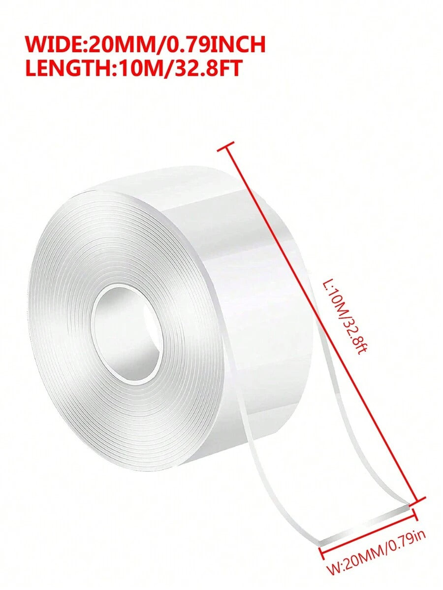 Rotolo di nastro biadesivo trasparente nano - impermeabile, riutilizzabile, senza tracce e con forte adesivo per auto, bagno, cucina, ufficio, decorazioni di palloncini per feste domestiche, resistente al calore