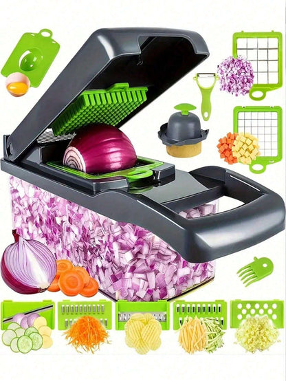 Trita verdure, tritatutto da cucina multifunzione, semplice da usare per insalate, lame intercambiabili, utensile da cucina e per feste, grattugia manuale con contenitore