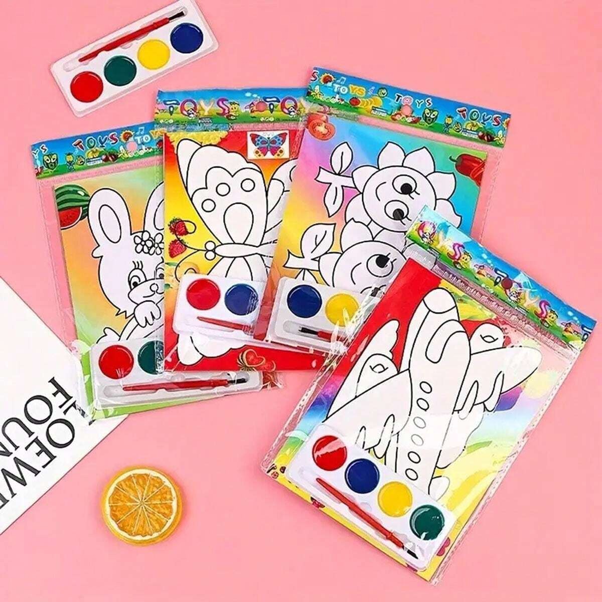 Set di pittura ad acquerello, Kit di pittura fai da te (2 dipinti + 1 pennello + 4 colori), Forniture artistiche creative puzzle, Ritorno a scuola