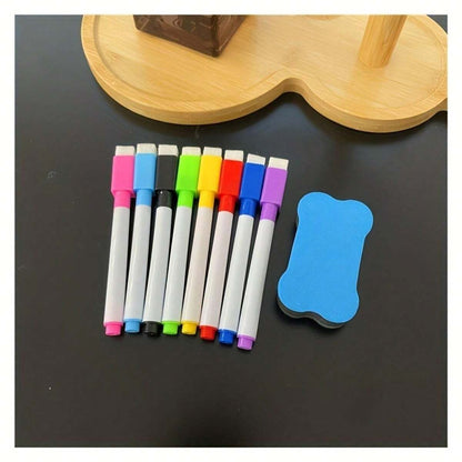 Set di pennarelli cancellabili e un panno, pennarelli colorati e set di cancellatori, set di lavagna magnetica riutilizzabile e pennarelli, a prova di sbavature