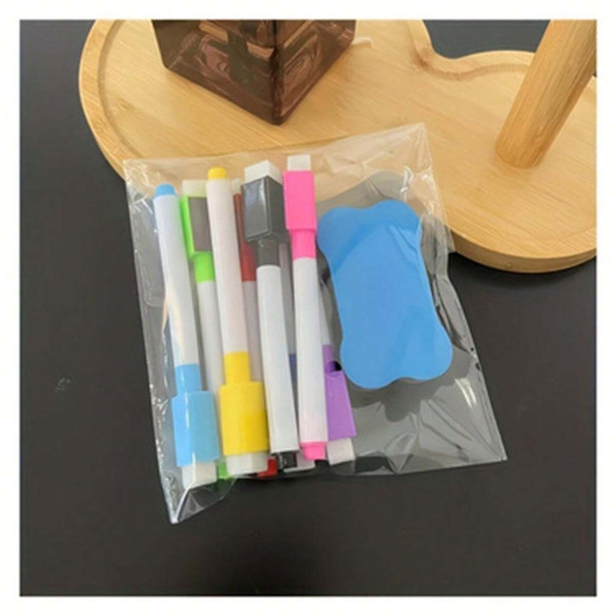 Set di pennarelli cancellabili e un panno, pennarelli colorati e set di cancellatori, set di lavagna magnetica riutilizzabile e pennarelli, a prova di sbavature