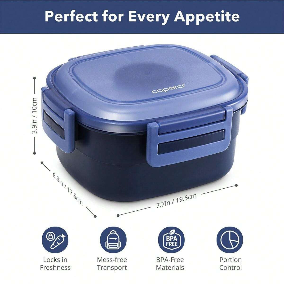 Contenitore premium per insalata per il pranzo - Grandi scodelle da 52 once per la preparazione di pasti di insalate, lunch box con vassoio bento a 4 scomparti, contenitore per salse da 3 once, forchetta riutilizzabile