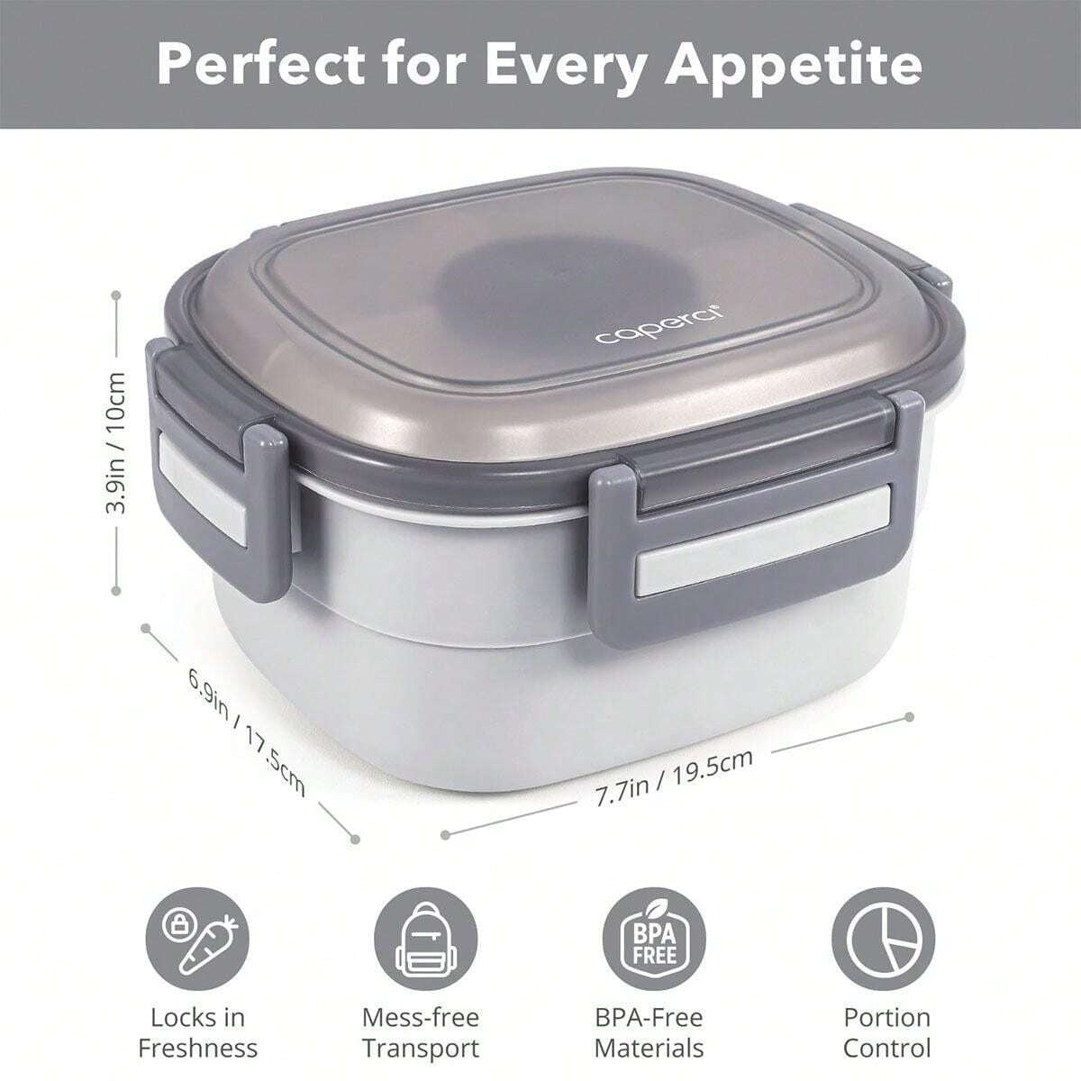 Contenitore premium per insalata per il pranzo - Grandi scodelle da 52 once per la preparazione di pasti di insalate, lunch box con vassoio bento a 4 scomparti, contenitore per salse da 3 once, forchetta riutilizzabile