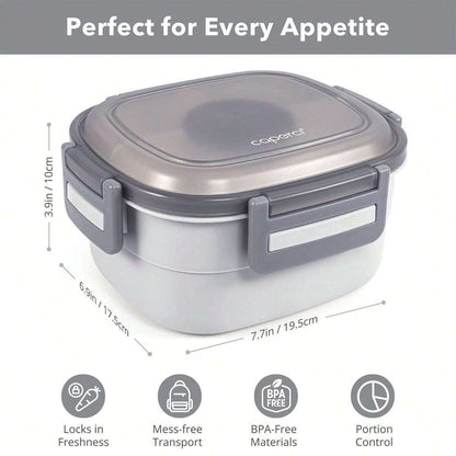 Contenitore premium per insalata per il pranzo - Grandi scodelle da 52 once per la preparazione di pasti di insalate, lunch box con vassoio bento a 4 scomparti, contenitore per salse da 3 once, forchetta riutilizzabile
