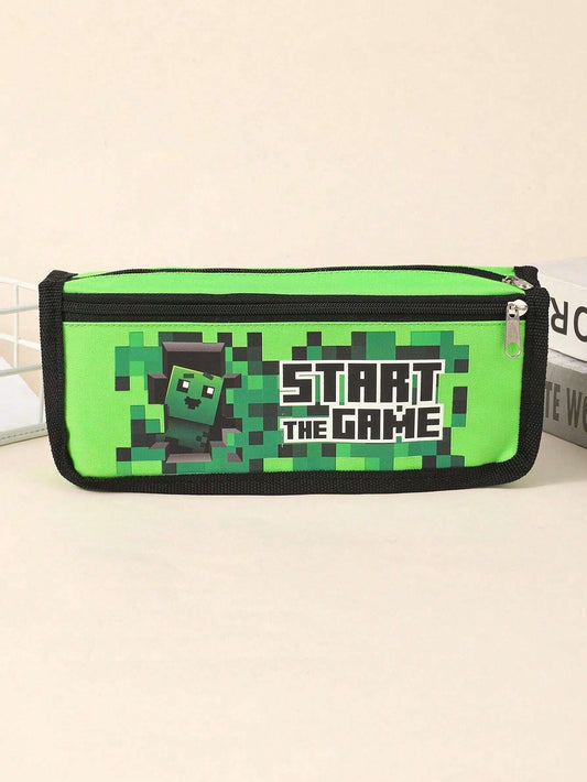 Astuccio a motivi di gioco, borsa portapenne a doppio strato con piccola capacità, accessorio per la scuola, astuccio portapenne, borsa scolastica