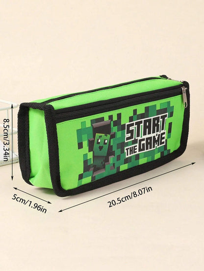 Astuccio a motivi di gioco, borsa portapenne a doppio strato con piccola capacità, accessorio per la scuola, astuccio portapenne, borsa scolastica