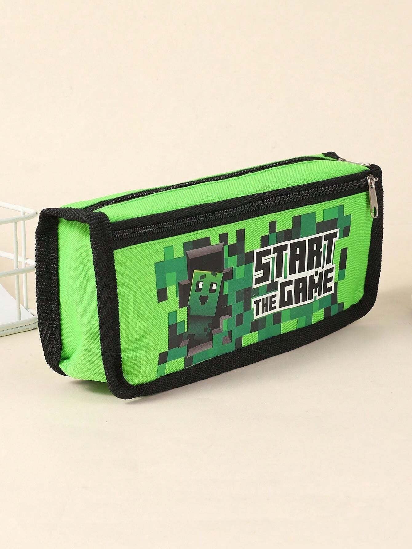Astuccio a motivi di gioco, borsa portapenne a doppio strato con piccola capacità, accessorio per la scuola, astuccio portapenne, borsa scolastica