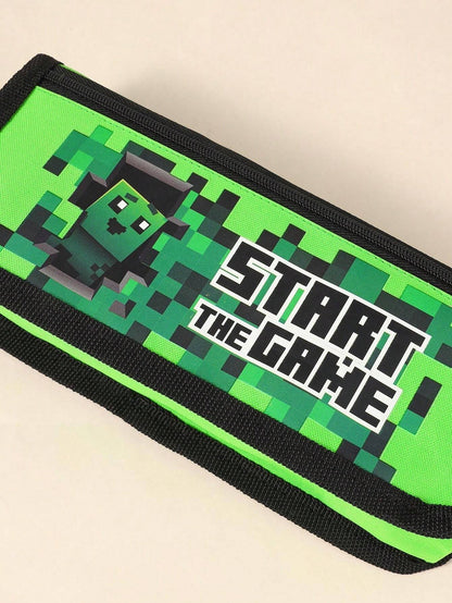 Astuccio a motivi di gioco, borsa portapenne a doppio strato con piccola capacità, accessorio per la scuola, astuccio portapenne, borsa scolastica