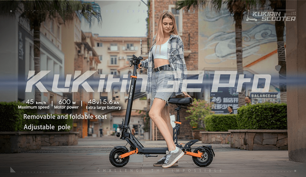 Kukirin Monopattino elettrico KuKirin G2 Pro versione 2024, motore brushless da 600 W, batteria da 48 V 15,6 Ah, pneumatici in gomma da 9 pollici, velocità massima 45 km/h, autonomia 58 km, doppi freni a disco