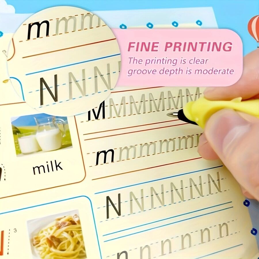 Quaderno magico riutilizzabile per calligrafia, libri per esercitarsi nella grafia prescolare, blocchi per tracciare la scrittura (4 libri), regalo di Natale