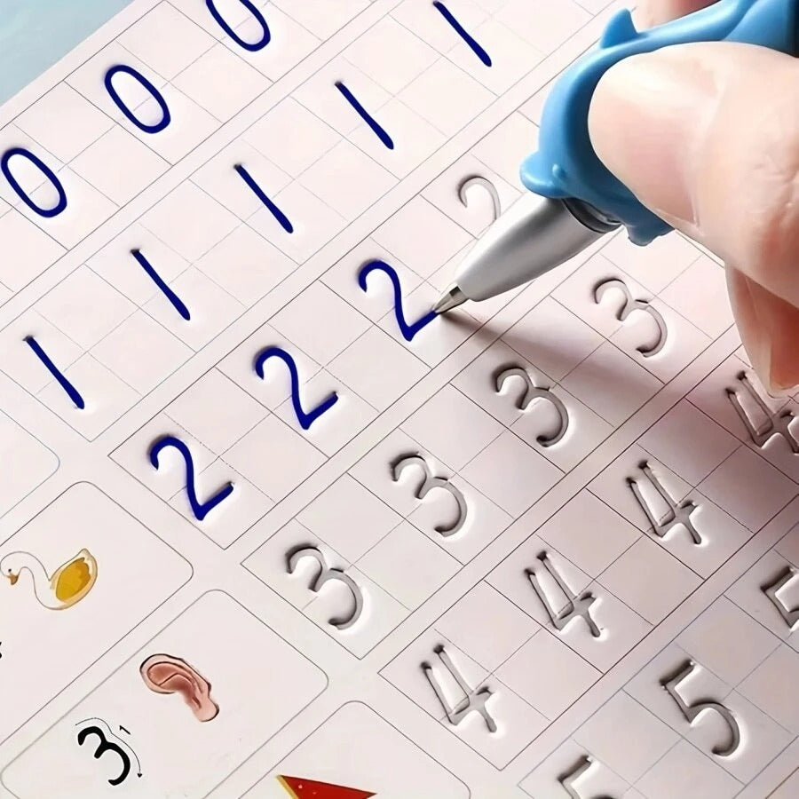 Quaderno magico riutilizzabile per calligrafia, libri per esercitarsi nella grafia prescolare, blocchi per tracciare la scrittura (4 libri), regalo di Natale