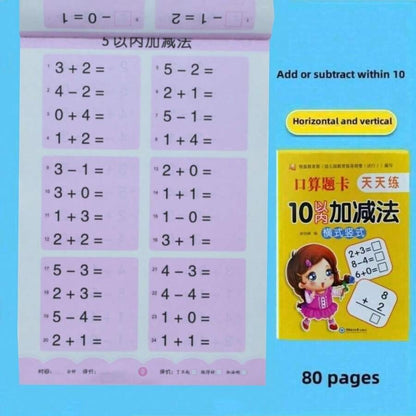 Quaderno di esercizi di matematica per la pratica quotidiana, per la decomposizione e composizione di addizioni e sottrazioni orizzontali e verticali, 80 pagine con esercizi di addizione e sottrazione entro 10/20/50/100 per studenti