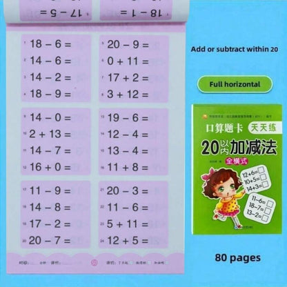 Quaderno di esercizi di matematica per la pratica quotidiana, per la decomposizione e composizione di addizioni e sottrazioni orizzontali e verticali, 80 pagine con esercizi di addizione e sottrazione entro 10/20/50/100 per studenti