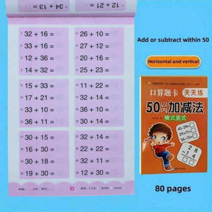 Quaderno di esercizi di matematica per la pratica quotidiana, per la decomposizione e composizione di addizioni e sottrazioni orizzontali e verticali, 80 pagine con esercizi di addizione e sottrazione entro 10/20/50/100 per studenti