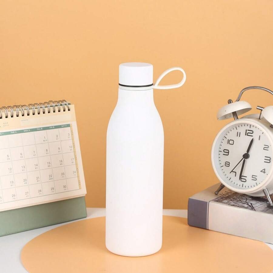 bottiglia d'acqua da 500ml/17oz in acciaio inox a doppio strato, creativa, con manico in corda, mantiene caldo/freddo, texture liscia, adatta per uso all'aperto, yoga e domestico