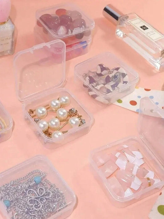 set da 15 pezzi di mini scatole di plastica trasparente: ideale per l'organizzazione di piccoli oggetti, gioielli, ferramenta, cancelleria, fai da te, arti e mestieri, San Valentino, matrimoni, compleanni, ritorno a scuola