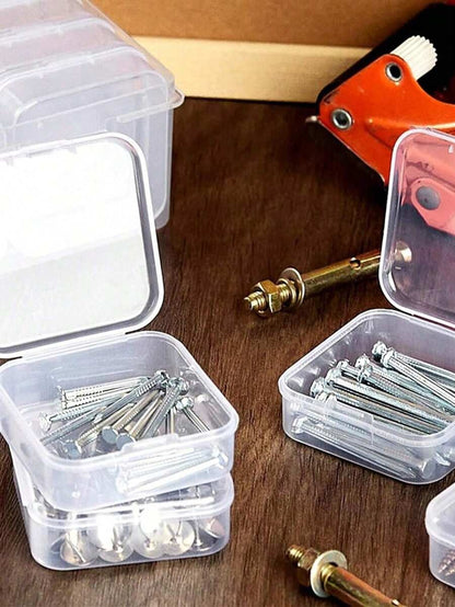 set da 15 pezzi di mini scatole di plastica trasparente: ideale per l'organizzazione di piccoli oggetti, gioielli, ferramenta, cancelleria, fai da te, arti e mestieri, San Valentino, matrimoni, compleanni, ritorno a scuola