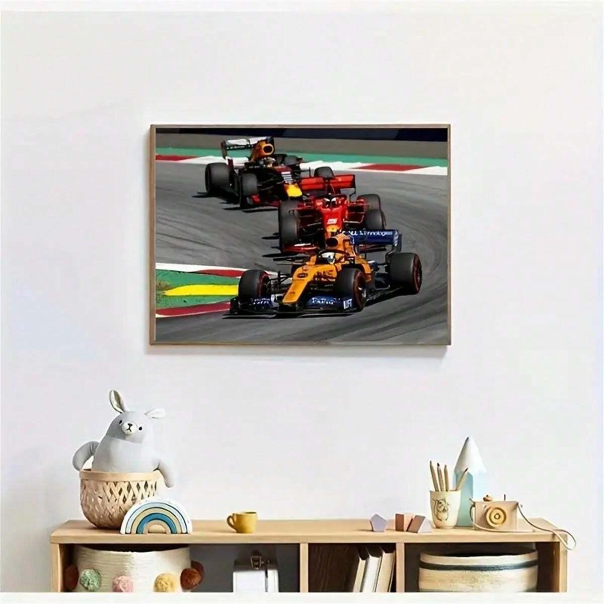 Dipinto di diamanti fai-da-te, dipinto di diamanti tondi in strass, dipinto di diamanti a motivo di auto da corsa, decorazione per casa e camera da letto 30*40cm