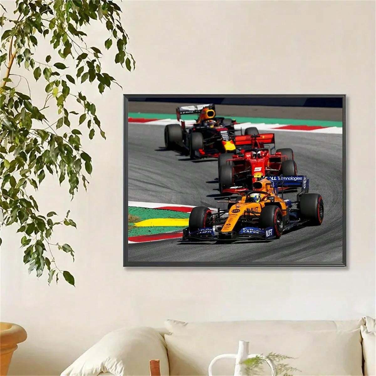 Dipinto di diamanti fai-da-te, dipinto di diamanti tondi in strass, dipinto di diamanti a motivo di auto da corsa, decorazione per casa e camera da letto 30*40cm