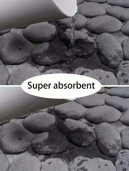 1 pezzo Tappetino da pavimento in velluto corallo con rilievo a pietra, tappetino antiscivolo