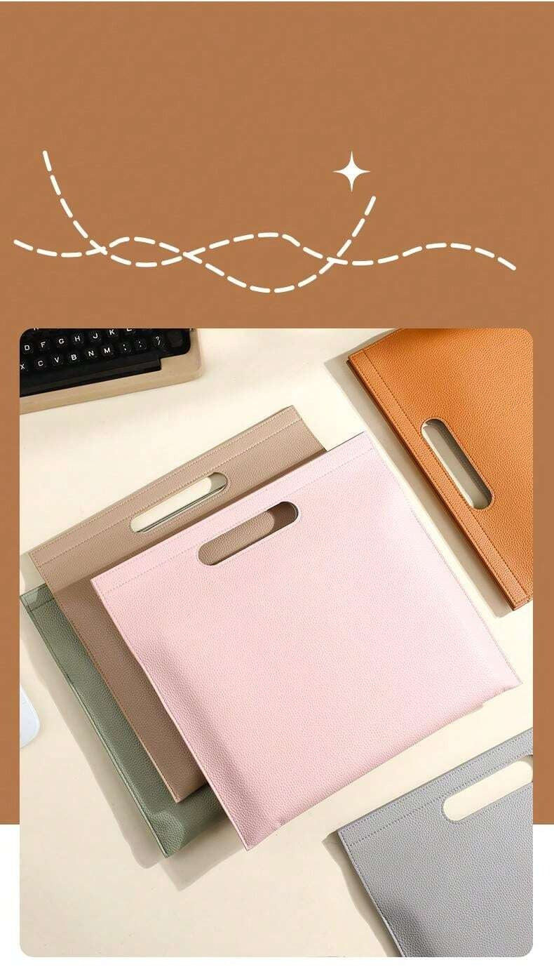 Cartella portadocumenti formato A4 in pelle spessa con motivo litchi, custodia da ufficio, valigetta per archiviazione di documenti, forniture scolastiche