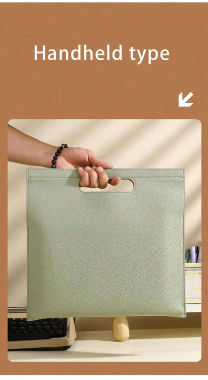 Cartella portadocumenti formato A4 in pelle spessa con motivo litchi, custodia da ufficio, valigetta per archiviazione di documenti, forniture scolastiche