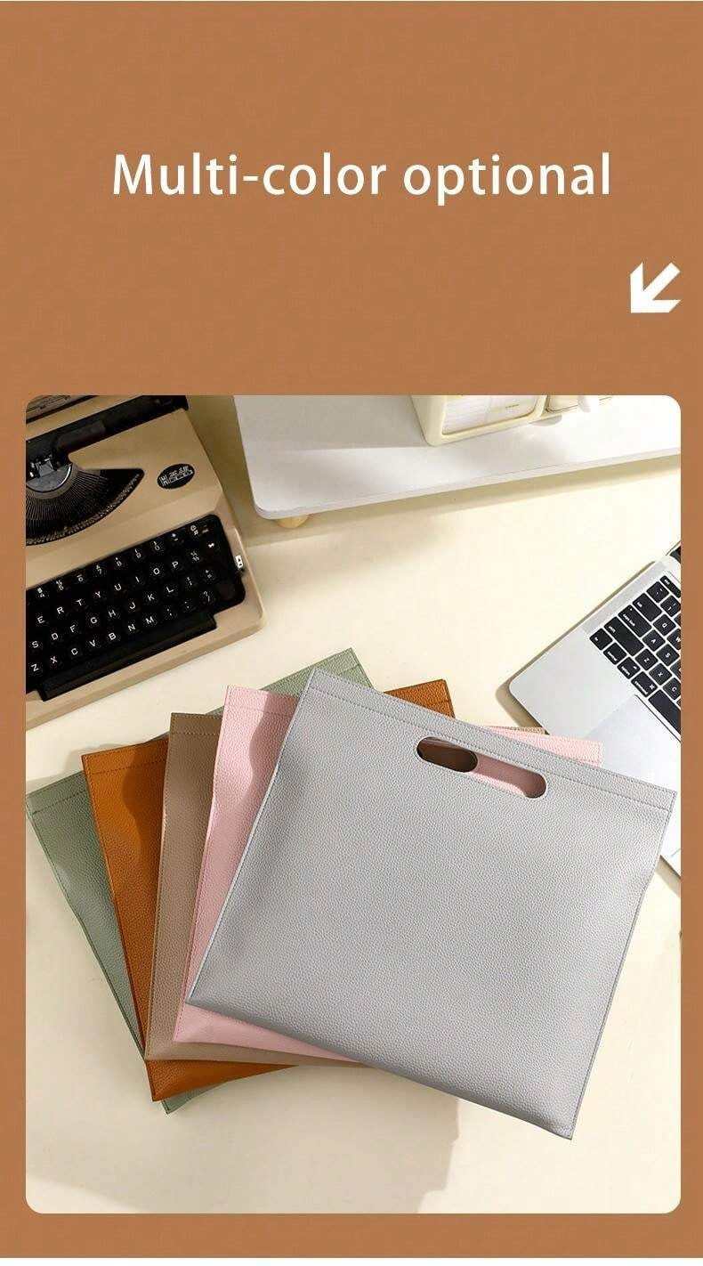 Cartella portadocumenti formato A4 in pelle spessa con motivo litchi, custodia da ufficio, valigetta per archiviazione di documenti, forniture scolastiche