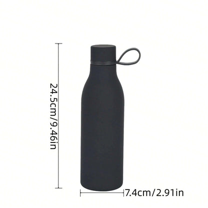 bottiglia d'acqua da 500ml/17oz in acciaio inox a doppio strato, creativa, con manico in corda, mantiene caldo/freddo, texture liscia, adatta per uso all'aperto, yoga e domestico