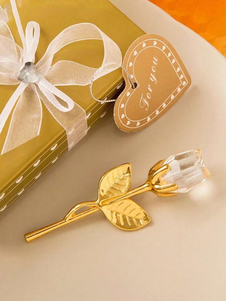 1 pezzo Rosa di vetro in miniatura con fiore di cristallo artificiale, confezione regalo di cristallo mini, fiore di rosa artificiale rosso per regalo di donne, feste, matrimoni, decorazione da ufficio e casa