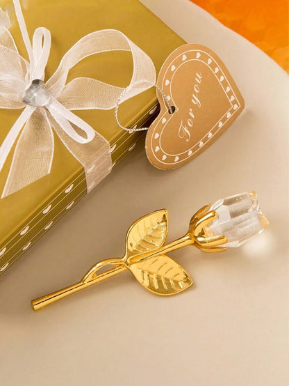 1 pezzo Rosa di vetro in miniatura con fiore di cristallo artificiale, confezione regalo di cristallo mini, fiore di rosa artificiale rosso per regalo di donne, feste, matrimoni, decorazione da ufficio e casa