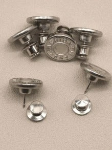 1/6 pezzi Kit di riparazione con bottoni in metallo da 17mm senza cucire per jeans, bottoni rimovibili per jeans, combinazione di pulsanti rotondi con texture a lettere, accessori per cucito e artigianato