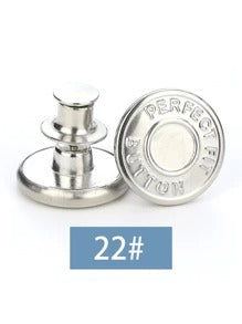 1/6 pezzi Kit di riparazione con bottoni in metallo da 17mm senza cucire per jeans, bottoni rimovibili per jeans, combinazione di pulsanti rotondi con texture a lettere, accessori per cucito e artigianato