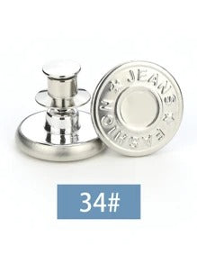 1/6 pezzi Kit di riparazione con bottoni in metallo da 17mm senza cucire per jeans, bottoni rimovibili per jeans, combinazione di pulsanti rotondi con texture a lettere, accessori per cucito e artigianato