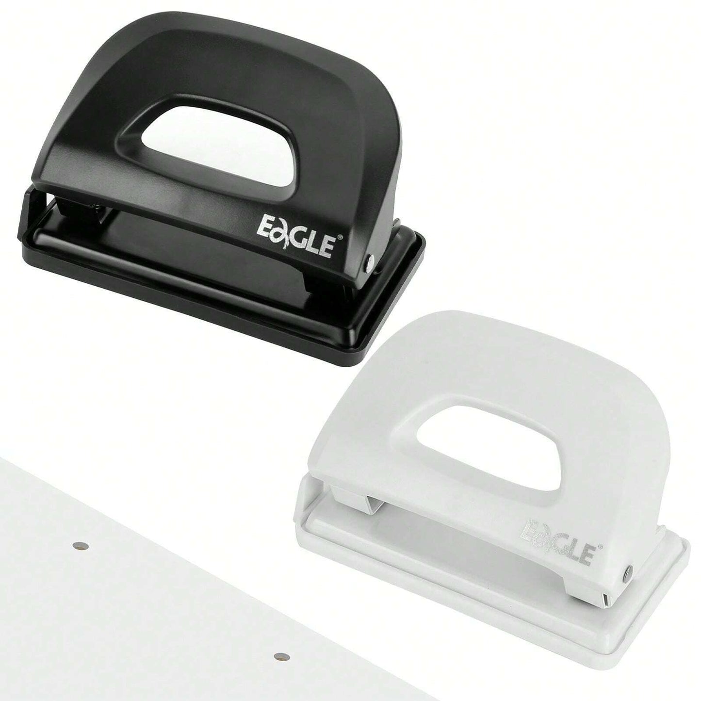 Eagle Perforatore di carta a 2 fori, perforatore di piccoli fori, capacità 12 fogli, perforatore con guida della carta e vassoio facile da pulire, ideale per l'ufficio e l'uso domestico